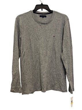 Tommy Hilfiger Mens Gray Long-Sleeve Crewneck Shirt Medium Cotton Blend